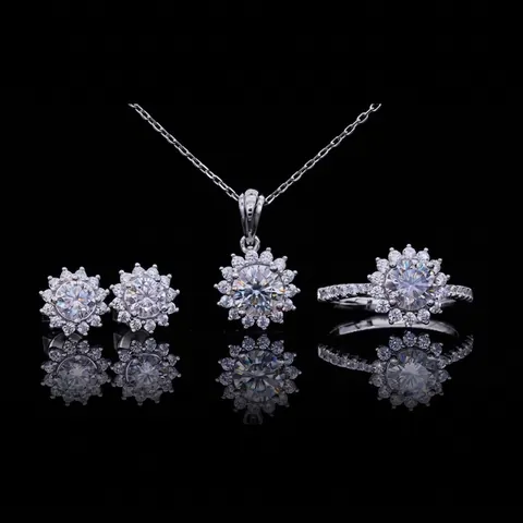 Pendientes de Botón de Plata de Ley 925 Moissanita Girasol Corte Redondo Halo Joyería para Mujer Regalo de Boda