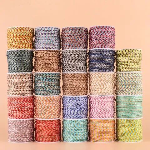 Cordon En Coton Tressé Avec Fil Métallique Doré Plusieurs Brins Couleur DIY Bijoux Bracelet Pompon Fabrication Corde