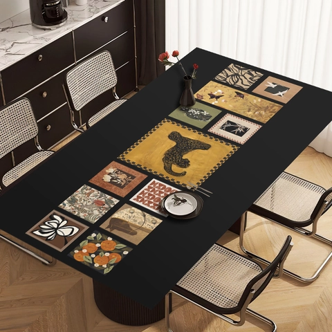 Tovaglia In Pelle PVC Stile Vintage Impermeabile Resistente All'olio Calore Tappetino Da Tavola Pranzo Protettivo Decorativo