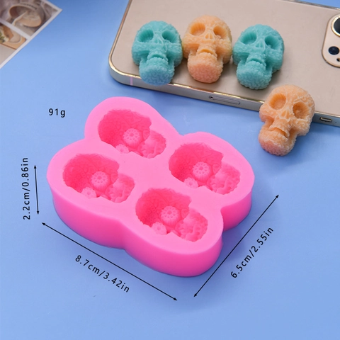 Schädel Silikonform Mehrfachkavität DIY Backen Kuchen Fondant Schokolade Halloween Party Seife Kerze Harz Handwerkzeuge