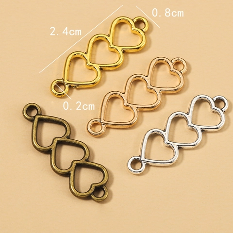 Connettori A Cuore Cavo Lega Triplo Cuori Interconnessi DIY Creazione Di Gioielli Per Collana Bracciale