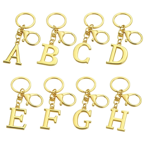 Alfabet Letter Sleutelhanger Zinklegering Gepolijst Zilver Hoofdletter Initiaal Hanger Tas Charmes Auto Sleutelring