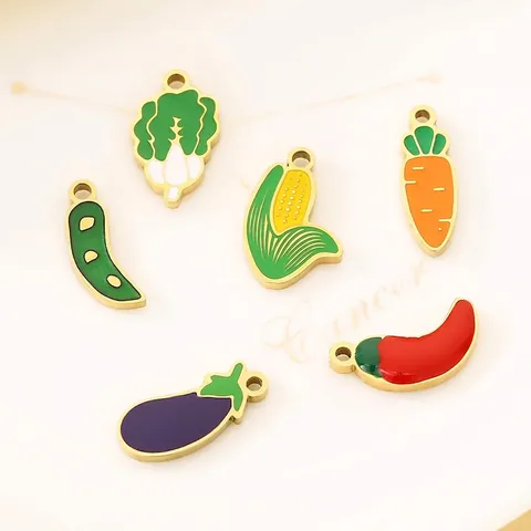 Emaille Groente Charms Roestvrij Staal Kleurrijke Hangers DIY Sieraden Maken Benodigdheden Voor Ketting Armband Sleutelhanger