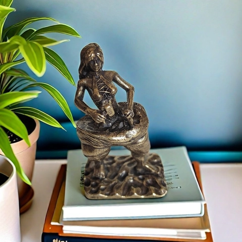 Escultura De Figura Femenina Bronce Vintage Estatua Arte Aleación Chapada En Cobre Para Decoración Escritorio Hogar Gimnasio
