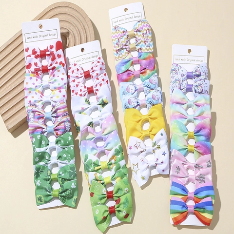 Barrettes À Cheveux Nœud Faites Main Ruban Gros-Grain Polyester Motifs Dessins Animés Pour Filles Enfants Accessoire