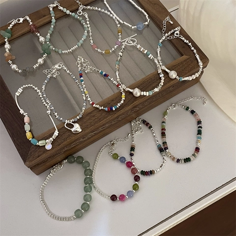 Natural Stone Freshwater Pearl Beaded Bracelet Handmade Heart Pendant Sweet Cool Style Jewelry For Women