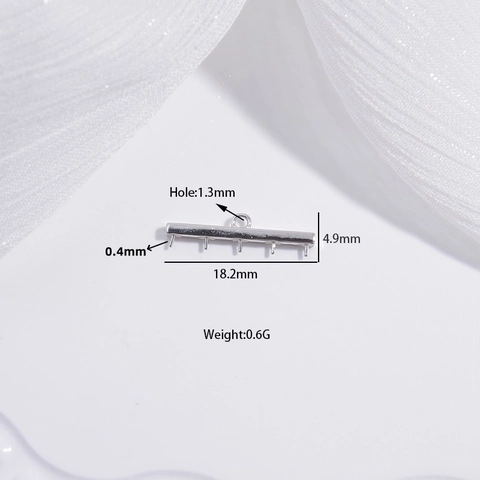 925 Sterling Silver Horizontal Bar Multi Hole Pendant Connector For DIY Jewelry Making Tassel Artificial Pearl Mounting High Polished