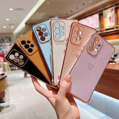 Electroplated Hollow Love Heart Drop Proof Protective Phone Case For Smartphone Full Coverage Matte Back Cover