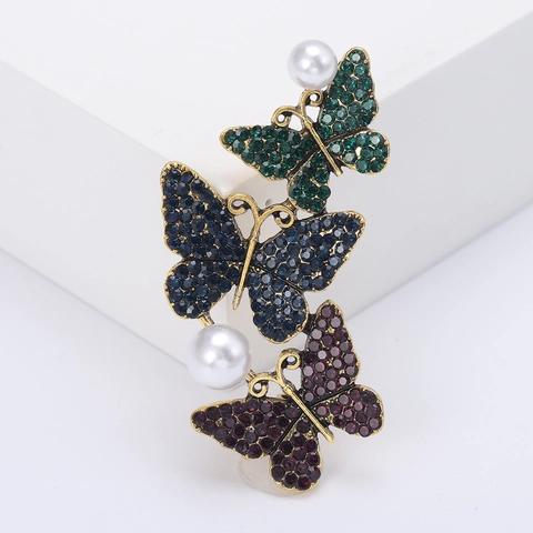 Broche Papillon Vintage En Alliage Avec Strass Et Künstliche Perles Style Insecte Volant Bijoux Pour Femmes