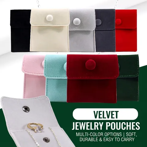 Thickened Velvet Jewelry Storage Bag Minimalist Snap Button Pouch For Ring Necklace Earring Portable Gift Packaging Bag