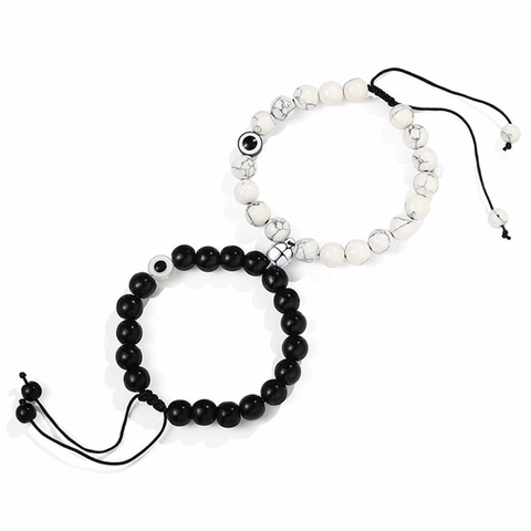 Braccialetti Di Perle In Pietra Naturale Magnetici Chiusura Attrazione Cuore Gioielli Evil Eye Per Coppie Amici Regalo Romantico