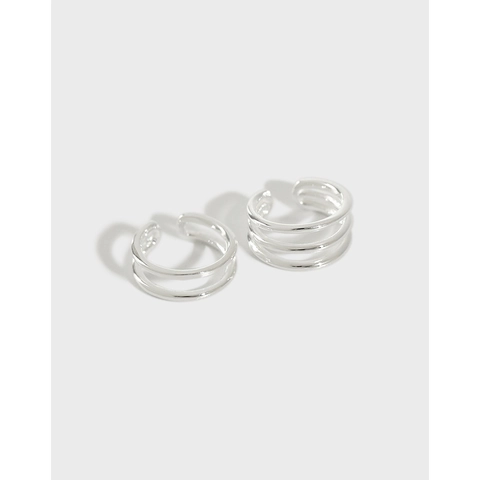 925 Sterling Silver Minimalist Double Triple Layer Ear Clips For Women Korean Style Geometric Non Pierced Earrings Fashion Jewelry
