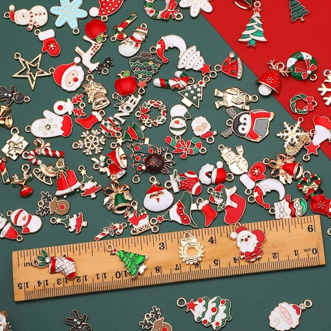 Christmas Enamel Charms Zinc Alloy Oil Drop Pendants DIY Jewelry Making Accessory Necklace Bracelet Santa Tree Snowman