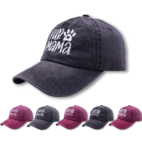 Cappellino Da Baseball In Cotone Lavato Distressed Dad Hat Regolabile Traspirante Cappello Da Sole Per Mamma Cane Gatto
