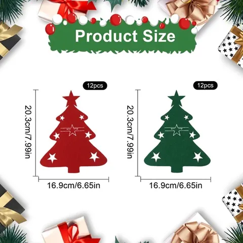 Porte-Couverts Sapin De Noël En Feutre Motif Étoile Sac De Table Pochette À Couverts Pour Décoration De Table De Fête