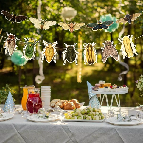 Decorazione Per Feste A Tema Insetti Banner Spirali Appese Motivo Cicala Coleottero Cartone PVC Per Compleanno Bambini Festa