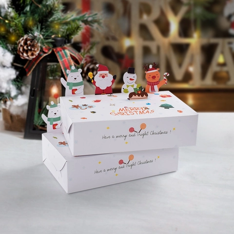 Christmas Gift Boxes Cardboard Paper Folding 3D Pop Up Cartoon Santa Snowman Reindeer Treat Candy Cookie Wrapping