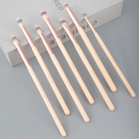 Professionele Oogmake-up Borstelset Synthetische Vezel Zachte Haren Houten Handvat Aluminium Buis Oogschaduw Detail Tool