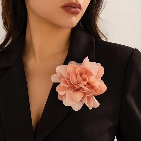 3D Grande Spilla Fiore In Raso E Fermaglio Per Capelli Per Donna Fatto A Mano Rosa Camelia Accessorio Matrimonio