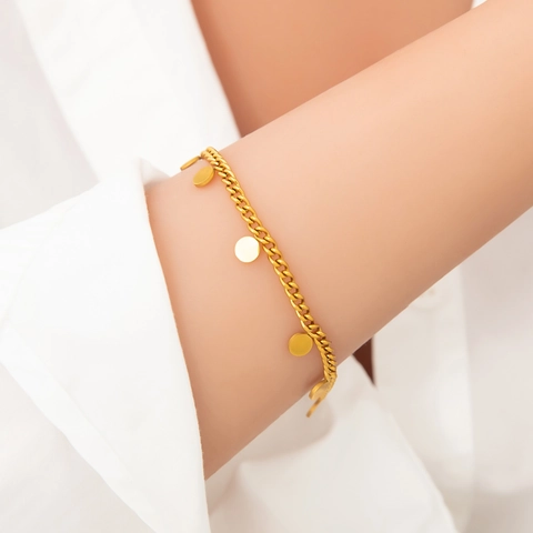 Pulsera Con Dije De Mariposa Estrella Luna Chapada En Oro De 18K Acero Inoxidable Joyería De Moda Delicada Para Mujer