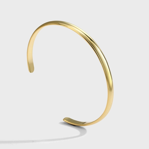 Minimalistischer Glatter Offener Armreif Kupfer Vergoldet Modeschmuck Für Damen Elegantes Tägliches Accessoire