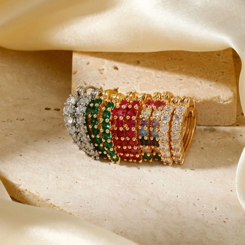 Orecchini Huggie A Forma Di Cuore In Rame Intarsiato Con Strass Colorati Gioielli Eleganti In Stile Coreano Per Donna
