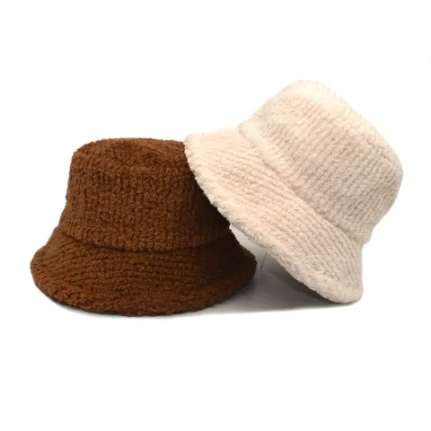 Cappello Alla Pescatora Invernale Caldo In Pile Sherpa Da Donna Spesso Peluche Velluto Teddy Berretto Casual All Aperto