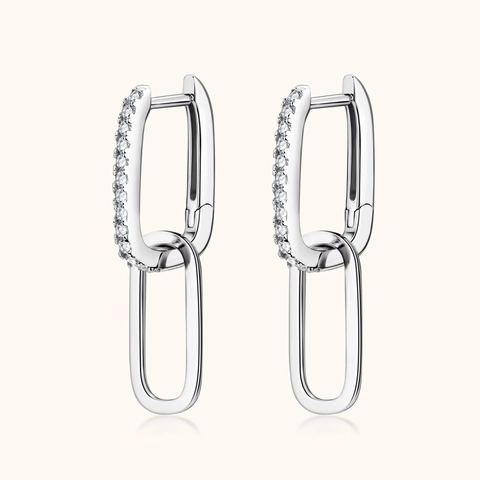 Luxury Moissanite 925 Sterling Silver Earring Post Double Ring Geometric Tassel Earrings For Women Premium Fashion Commute Jewelry