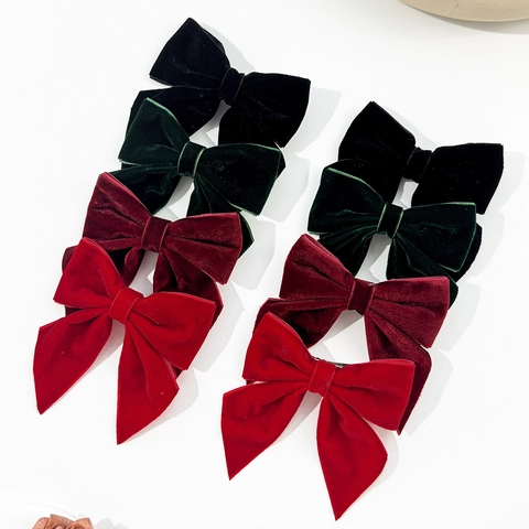 Pinza para el Cabello con Lazo de Terciopelo Elegante Vintage para Mujer Estilo Francés Retro Pinza de Pato de Color Sólido Hecha a Mano