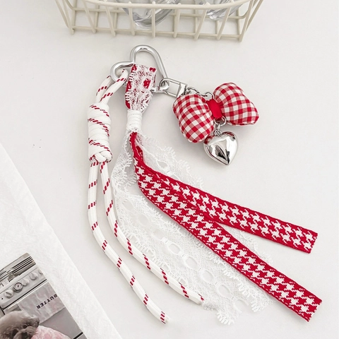 Strikje Hart Ster Sleutelhangers Tasbedeltjes Legering Stof Kant Gingham Lint Koreaanse Stijl Schattige Accessoires Voor Dames