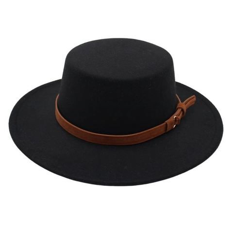 Chapeau Canotier Femme Élégant En Feutre De Laine À Bord Large Style Français Rétro Avec Ruban Décoratif Et Boucle