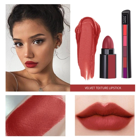 Rossetto Opaco Modulare Finitura Vellutata Lunga Durata Impermeabile Portatile Trucco Labbra Alta Pigmentazione
