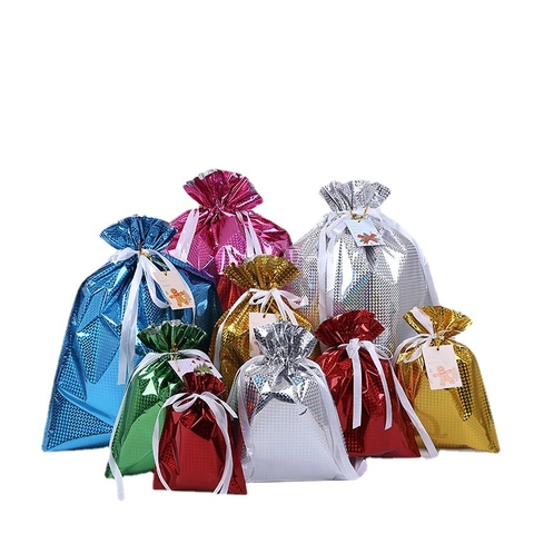 Sacchetti Regalo Con Coulisse Laser Olografici Metallici Bustina Di Caramelle Di Natale Per Feste