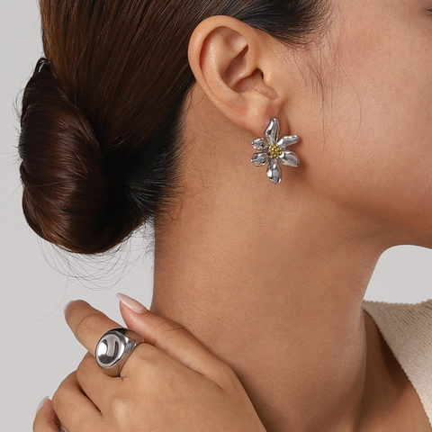 Orecchini Geometrici Irregolari In Acciaio Inossidabile Bicolore Oro Argento Per Donna Gioielli Moda Impermeabili