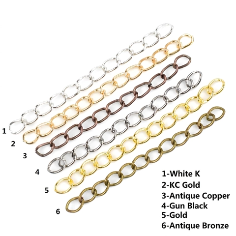 Jewelry Extension Chains Iron Alloy Tail Link For Necklace Bracelet Keychain Adjustable Multi Color DIY Finding