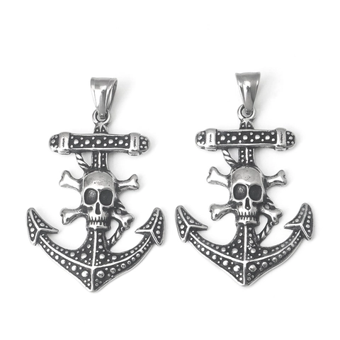Collana Con Ciondolo Teschio Ancora Acciaio Inossidabile Vintage Gotico Punk Gioielli Per Uomo Donna Fascino Nautico Pirata