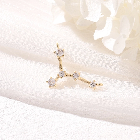 Zodiac Constellation Symbol Pendant 14K Gold Plated Copper Cubic Zirconia DIY Jewelry Making Accessory Fashion Style