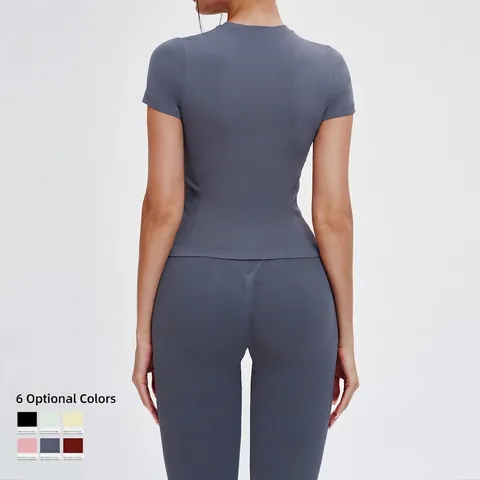 Vêtements De Yoga Sans Couture Pour Femmes Polyamide Élasthanne Taille Haute Côtelé Hauts De Sport Et Leggings Shorts Fitness