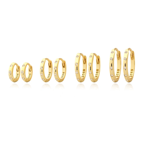 925 Sterling Silver Hoop Earrings Micro Pave Zircon Small Huggie Geometric Minimalist Exquisite Fashion Jewelry For Women