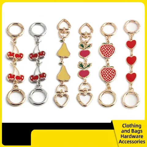 Bag Extension Chain Alloy Enamel Fruit Heart Decorative Shoulder Strap Replacement For Women Cute Sweet Handbag Accessory