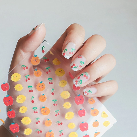 Adesivi Per Unghie Cartoni Animati Frutta Opaco Ultra Sottile Adesivo Trasparente Decorazione Manicure Design Mela Limone