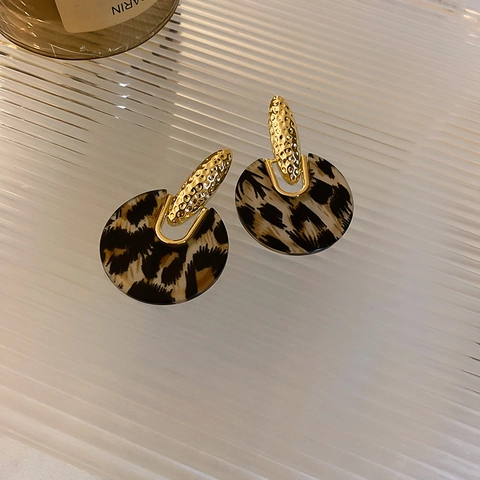 Orecchini Geometrici In Acrilico Con Perno In Argento Sterling 925 Fantasia Leopardata In Resina Per Donna