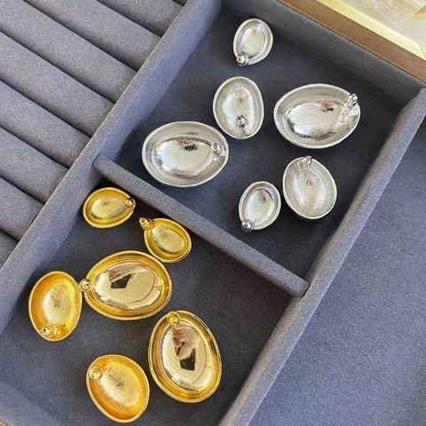 Minimalistische Hochglanz Glatte Ovale Kupfer Ohrstecker Für Damen Echt Gold Plattiert Geometrische Drop Ohrringe Mode Schmuck