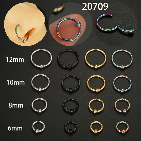 Aro Con Bola Cautiva Acero Inoxidable 316L Aro De Nariz Pendiente Joyería De Piercing Estilo Punk Simple