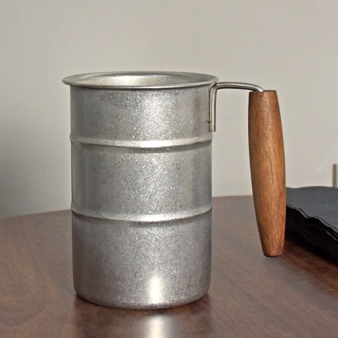 Retro 304 Stainless Steel Camping Mug Wood Handle Heat Resistant Frosted Finish Outdoor Hiking Home Office Vintage Style