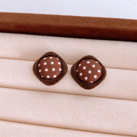 Vintage Polka Dot Stoff Rauten Blumen Ohrstecker Mit 925 Sterling Silber Ohrstecker Legierung Schmuck Für Frauen