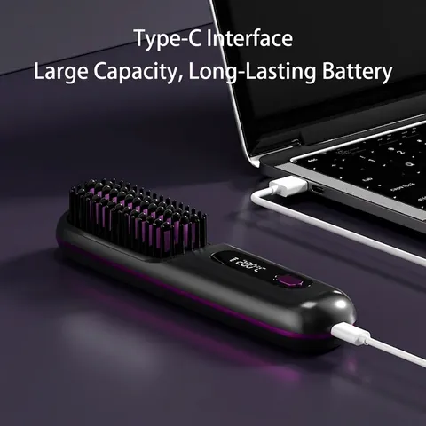 Spazzola Lisciante Senza Fili Ioni Negativi Piastra Per Capelli Ceramica Schermo LCD Portatile Ricaricabile Antiscottatura