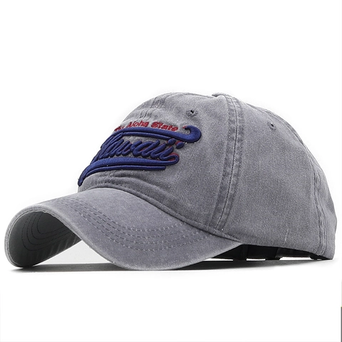 Gorra De Béisbol Algodón Lavado Hawaii Bordado 3D Retro Visera Curva Gorro De Sol Ajustable Unisex