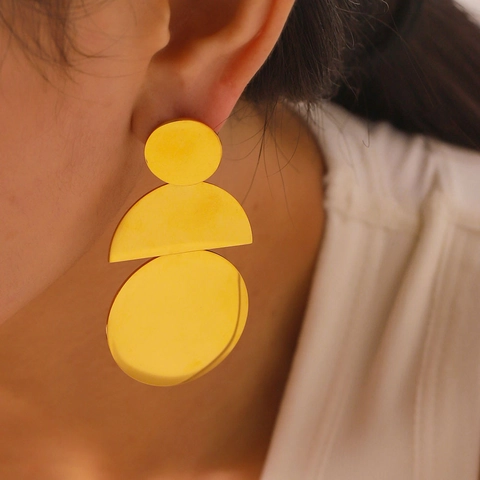 Boucles D'oreilles Pendantes Géométriques En Acier Inoxydable Plaquées Or 18K Style Ins Personnalisé Bijoux Femme