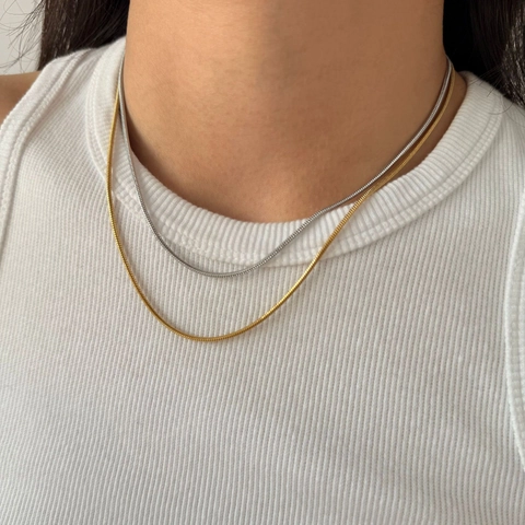 Collar De Cadena De Serpiente Minimalista Acero Inoxidable 304 Chapado En Oro PVD Joyería De Moda Para Mujer